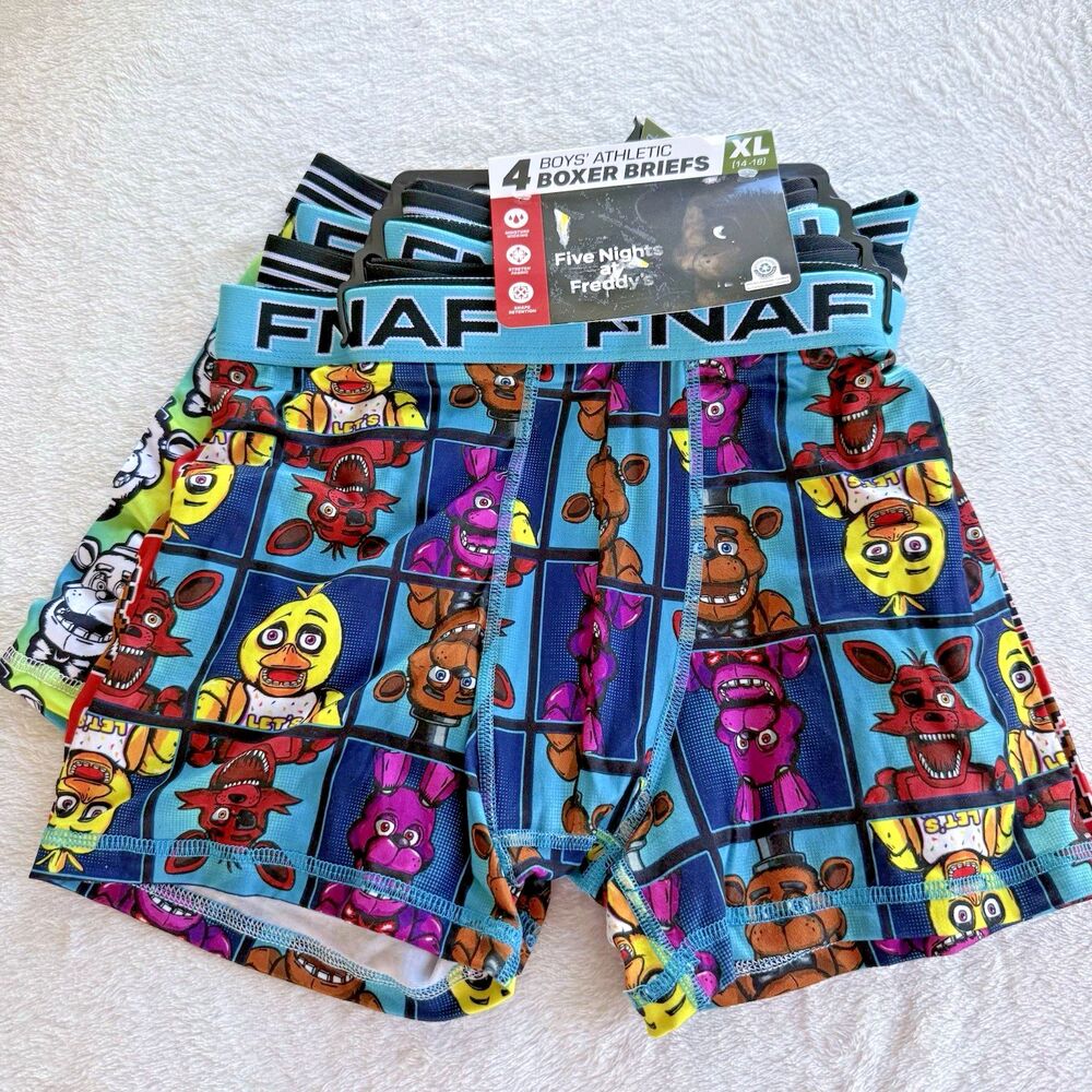Bioworld Five Nights at Freddy's Boys Athletic Boxer Briefs XL 4-Pack Stretch